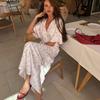 women's Floral Print V Neck Flutter Short Sleeve High Waist Bodycon Mermaid Maxi Dress