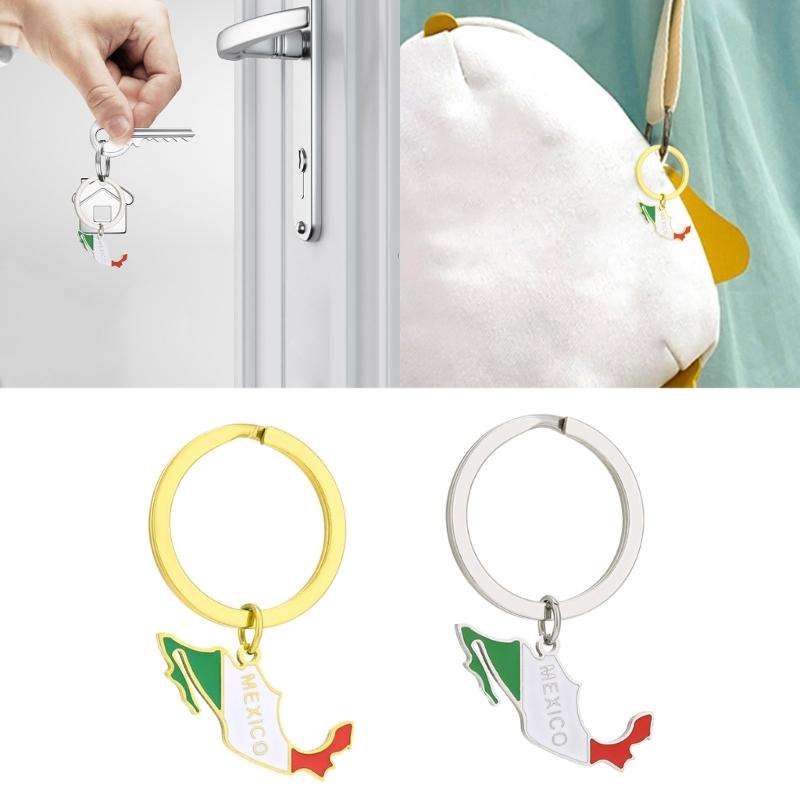 Mexico Map Flag Keychain Stainless steel Map Charm Keyring Remembrances Jewelry