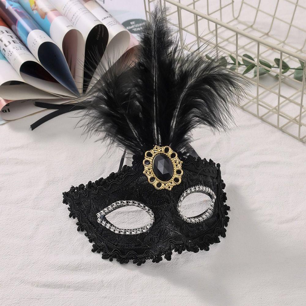 1 Stück Spitzen-Partymaske Pfauenfedern Maskenballmaske Halbgesichtsmaske Weihnachten Halloween