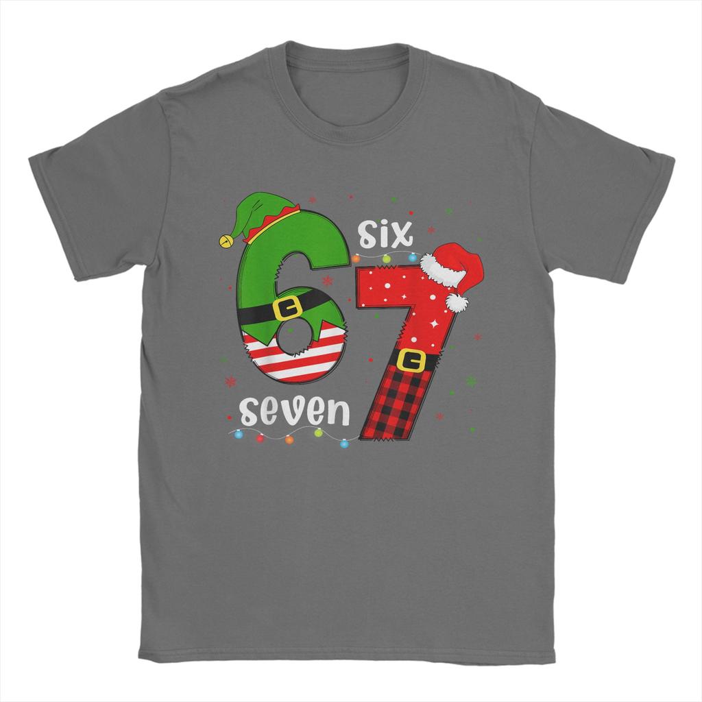 Funny 67 Six Seven Christmas Xmas 6 7 T-Shirt Summer Novelty T-Shirts Cotton O Neck Oversize Tees Short Sleeves Street Tshirt