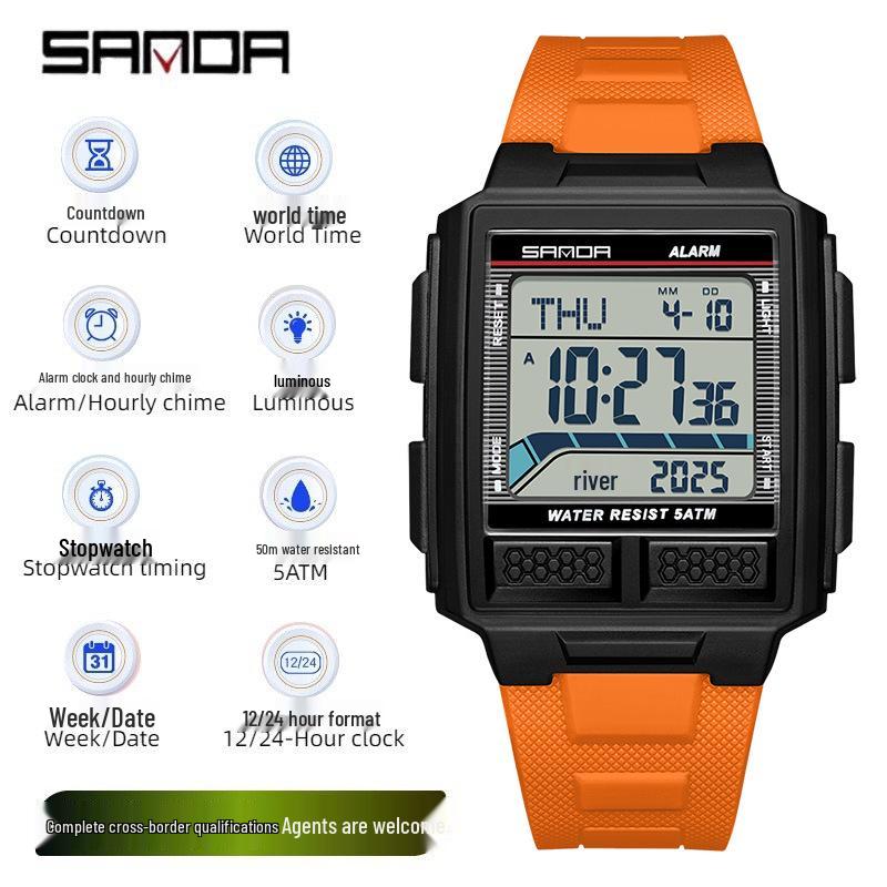 SANDA Teen's Luminous Waterproof Multifunction Sports Watch