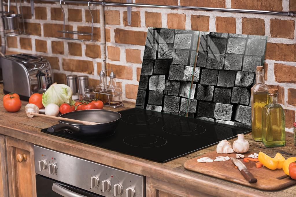 SKLENĚNÁ OCHRANNÁ DESKA NA KUCHYŇSKOU LINKU 90x52 DŘEVO