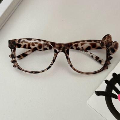 Katzenauge Leopard Schleife Brillenrahmen Ohne Gläser Vintage Blaulichtfilter Y2K Cosplay Party Dekorative Brille