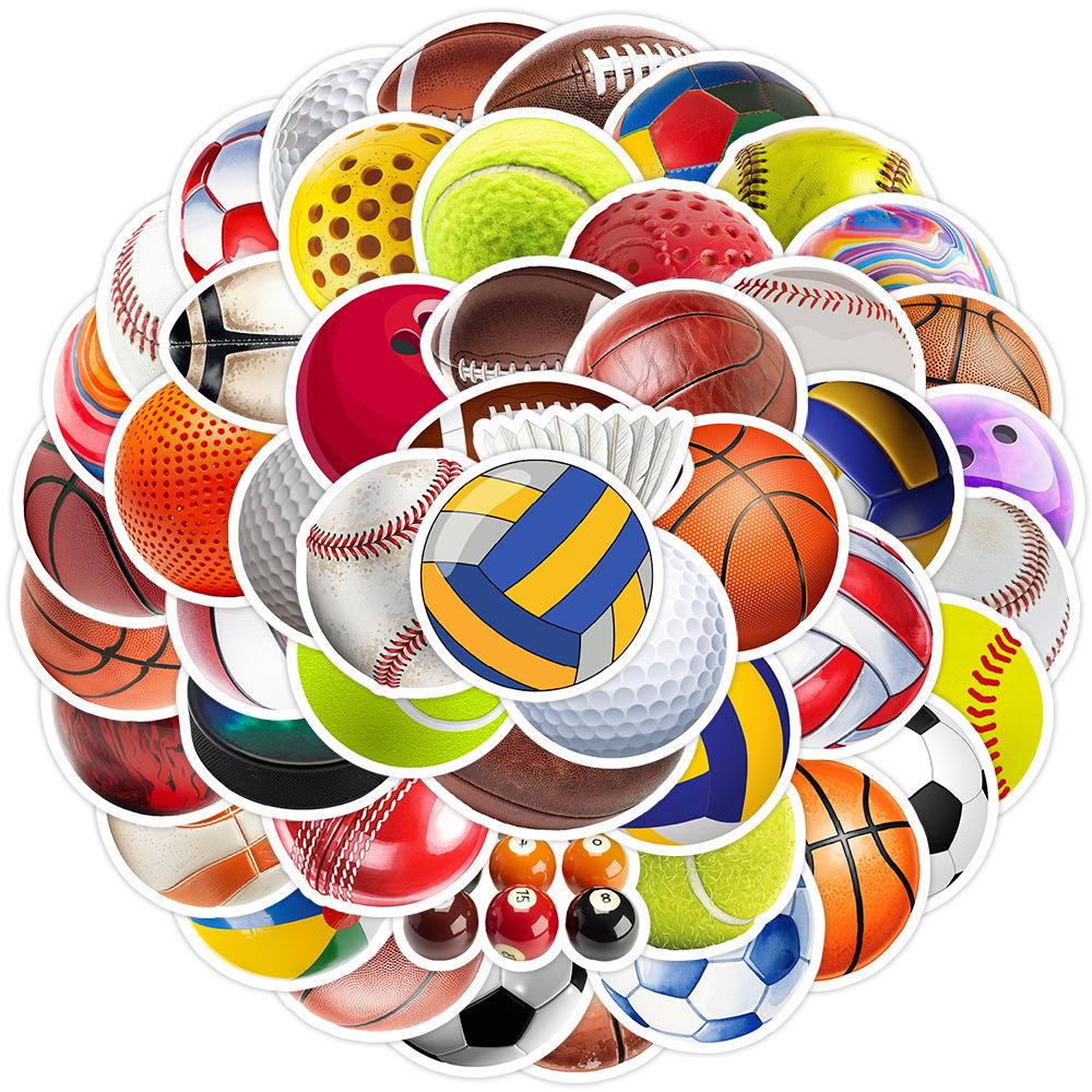 50 Mixed Sports Graffiti Stickers: Baseball, Football, Basketball - Waterproof and Decorative Decals