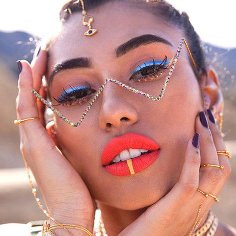 1 Pcs Diamond Steampunk Sunglasses Frames Triangle Eyeglasses Frames For Women Vintage Sunglasses Frames For Men Eyewear Decoration
