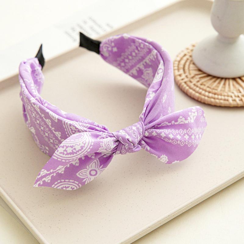 1Pc Bow Headband Fashion Headdress for Women Girls Floral Headband Retro Bow Headband Wide Edge Hair Hoop фиолетовый
