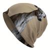 A Men'S Street Style Animal-Themed Knitted Hat - Featuring an Elegant Gray Background with Black Spots And a Greyhound Pattern, Made from Durable Knit