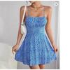2026 European and American summer new fashion casual waist thin suspender backless printing sexy dress women