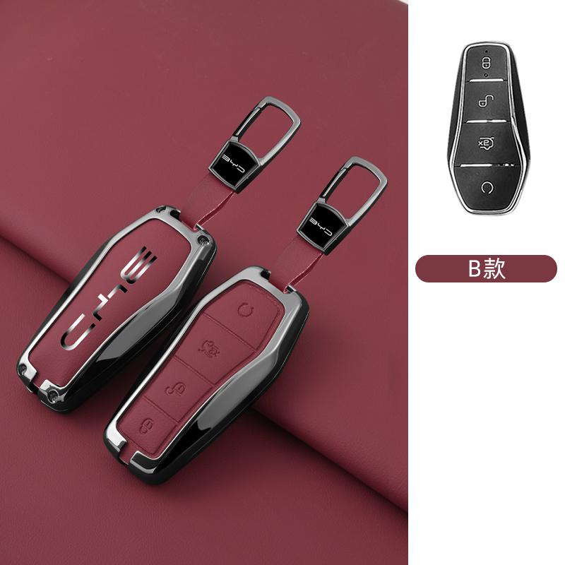 Car Key Fob Case for BYD Dolphin Lied Tang DM Atto 3 Han EV Qin PLUS Song Pro MAX Yuan Car Key Fob Zinc Alloy Leather Case
