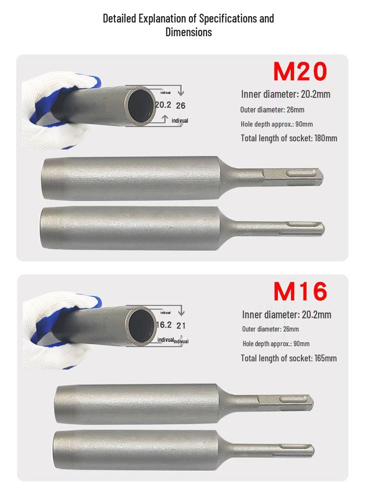 Square Shank Impact Drill & Hammer Anchor Bolt Expansion Sleeve