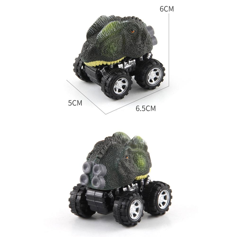6Pcs Pack - Boy Racing Dinosaur Toy Shatter-resistant Dinosaur Pull Back Car Simulation Tyrannosaurus Triceratops Model Off-road Vehicle