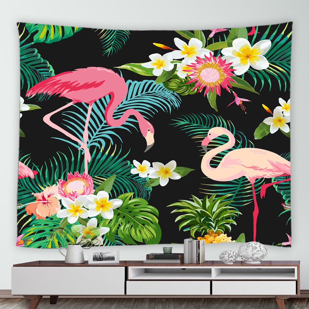 Tropical Jungle Red Flamingo Print Pattern Tapestry Home Living Room Dormitory Wall Decor Background Cloth Tapestry