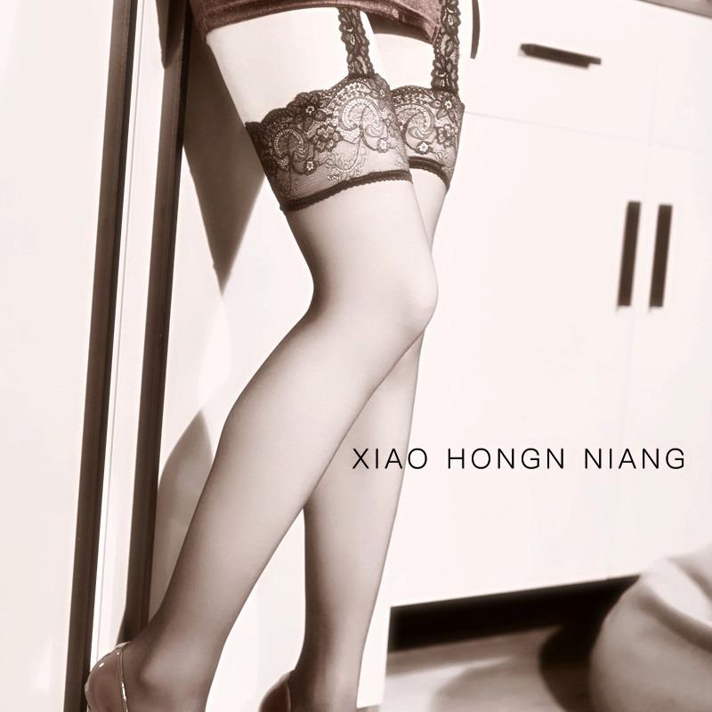 Little Matchmaker Sexy Black Lace Garter Stockings with Open Crotch - Ultra-Thin White Over-the-Knee Erotic Stockings.