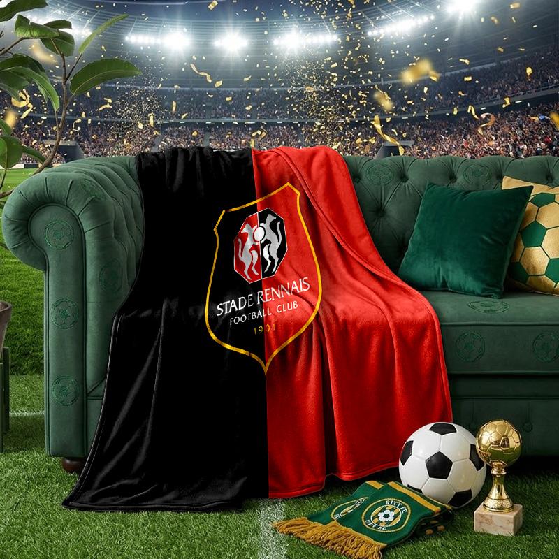 Stade Fc Emblem Throws Blanket Flannel Blankets Plush for Couch Bed Gifts for Men Women Travel picnic blanket Christmas fan gifts