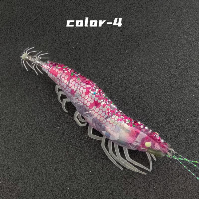 Luminous Squid Fishing Jigs Realistic Glitter Shrimp Sharp Barbed Hooks For Saltwater Offshore Squid Cuttlefish Fishing