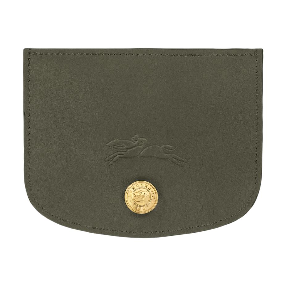 Longchamp Épure Embossed Logo Leather Card Holder Women accessories Khaki 30031HFY892 Basic Set (Bag+Dust Bag)
