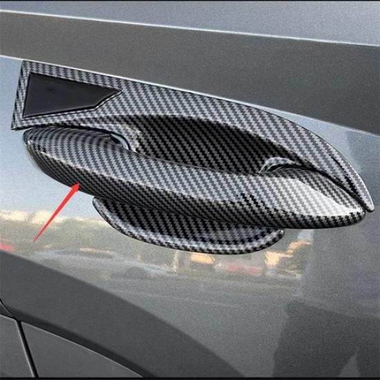 Carbon Fiber Exterior Door Handle Bowl Cover Trim For Hyundai Tucson 2021-2023