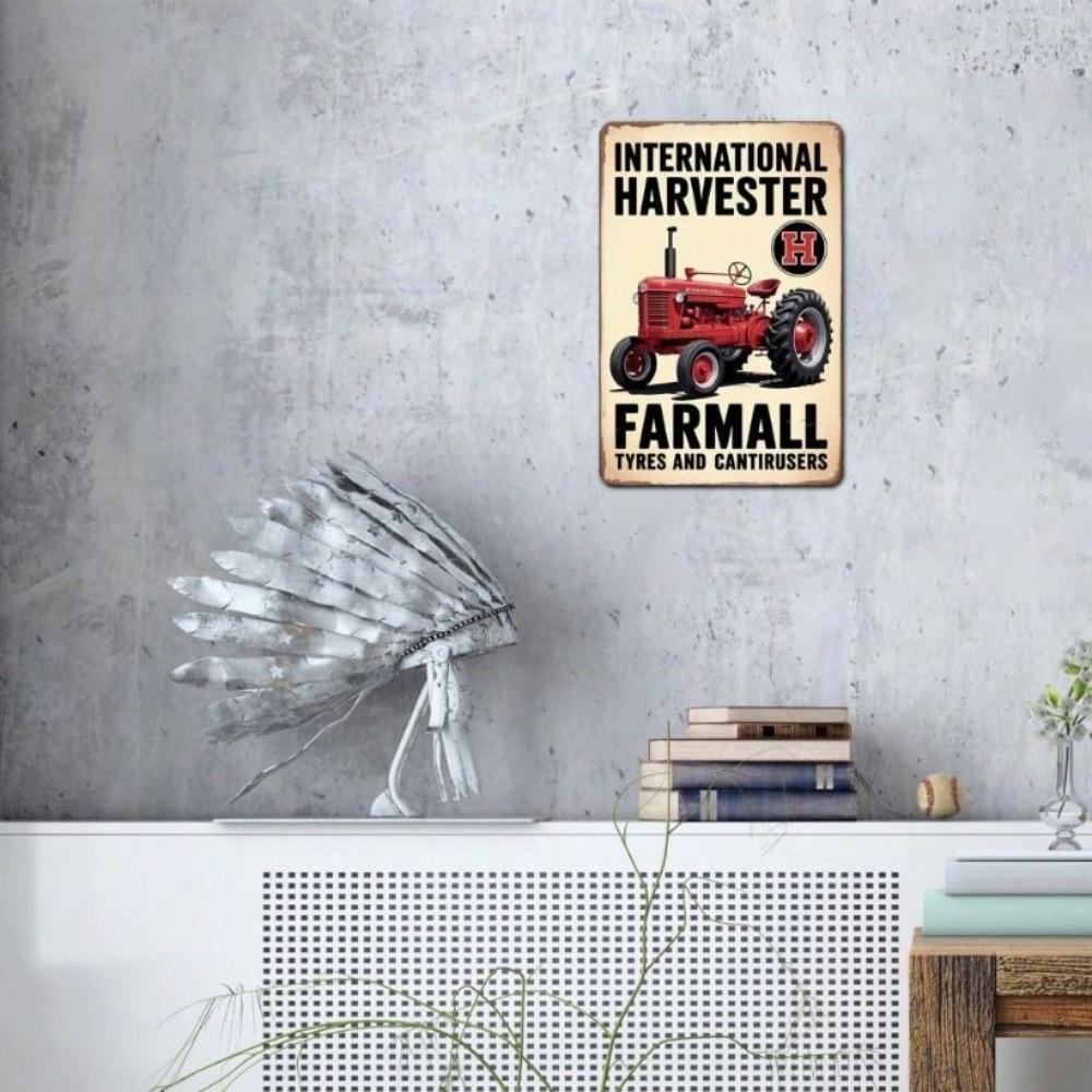 Metal Poster Red Tractor Farmall Vintage Sign Retro Wall Art for Bar Garage