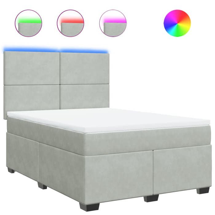 VidaXL Sommier à lattes de lit et matelas Gris clair 160x200cm Velours, lit, lit à plate-forme, lit à panneaux, meuble de 3293248