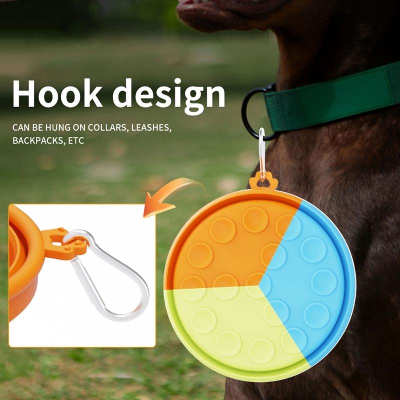 Dog Slow Feeding Bowl Set Silicone Pet Food Bowl Dog Outdoor Travel Water Bowl Foldable Food Feeder Bowl Dog Dish 2pcs