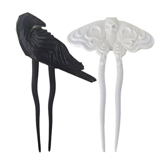 Hair Clip Multifunctional Black White Retro Style Hairpin Halloween Crow Skull Styling Hair Clip Hair Accessories