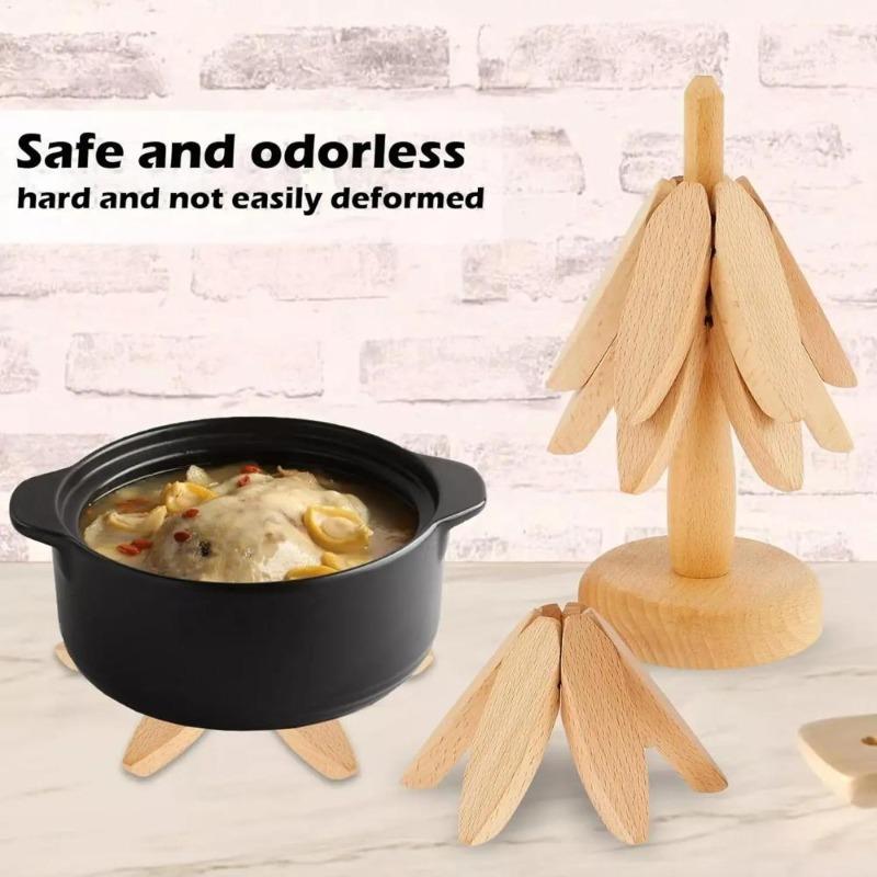 1Pc Wooden Trivets for Hot Dishes Insulated Coaster Dishes Trivet Stand Ornaments Insulation Mat Tree Coaster Dining Pot Mats
