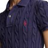 Polo Ralph Lauren FW22 Slim Fit Solid Cable Knit Short Sleeve Polo Shirt Women tops Blue WMPOKNINCU20630-410