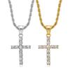New Hot Selling Hip Hop Jewelry Titanium Steel Inlaid with 3A Zircon Cross Vacuum Gold Plated Pendant Necklace