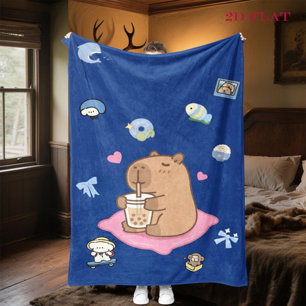 Rainbow Bear Sips Pink Drink blanket blanket Soft and comfortable Outdoor plush blanket Christmas gifts sheet