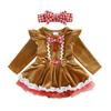 Baby Girl Christmas Outfit Gingerbread Man Long Sleeve Romper Dress Bow Headband 2 Piece Set