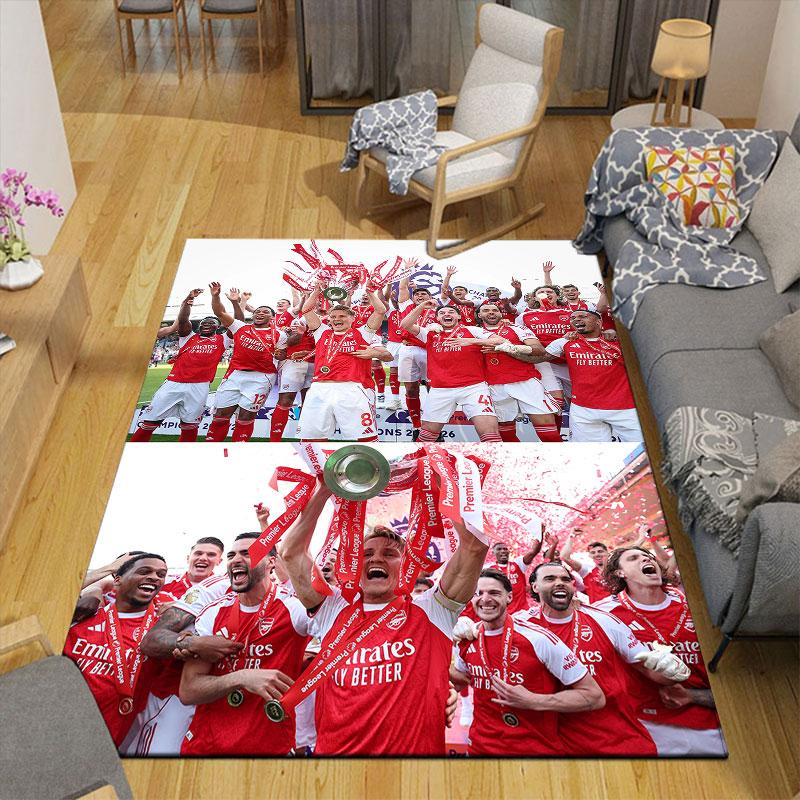 Arsenal Players Flannel Printed Carpet, Home Sofa Decoration for Living Room & Bedroom, Non‑Slip Play Flannel Floor Mat for Game Room
