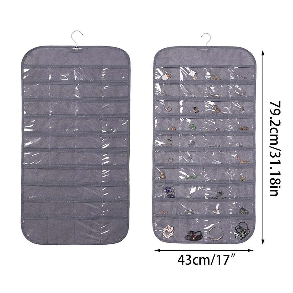 Hanging Jewelry Storage Bag Double-sided 80-pocket Jewelry Chain Storage Bag Non-woven Fabric Jewelry Storage Rack