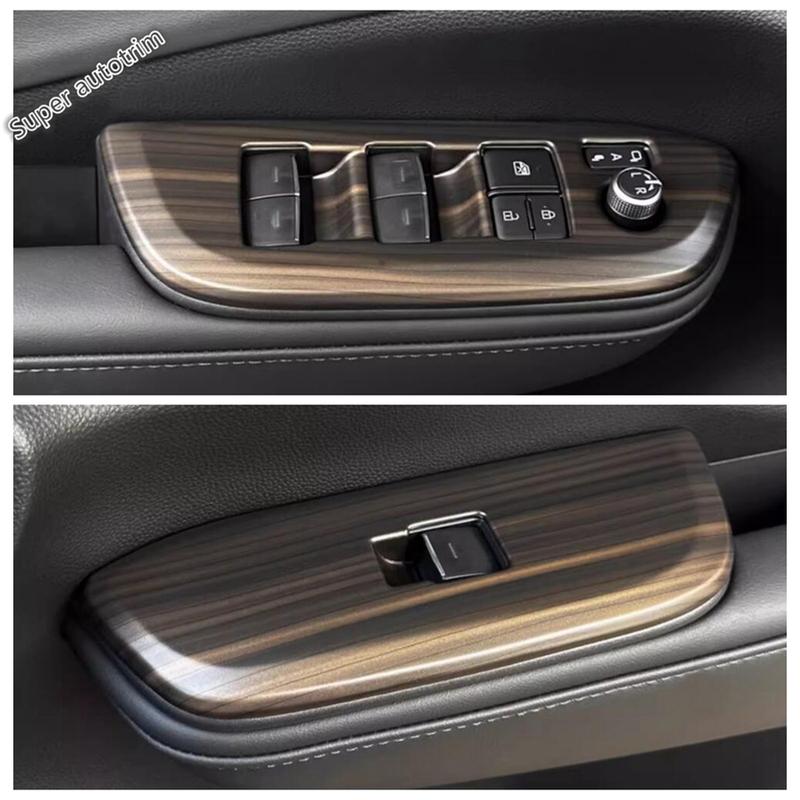 Gear Shift Water Cup Panel / Window Lift / Armrest Box Cover Trim For Toyota Crown  2024 2025 Wood Grain Look Accessories