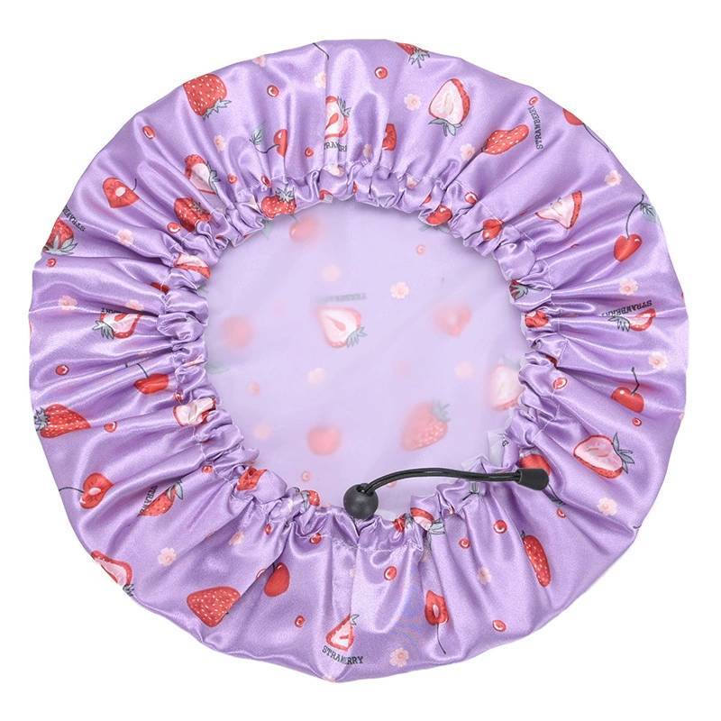 Touca de Banho Reutilizável Estilo Desenho Animado Para Adultos Com Estampa de Margaridas e Design à Prova D'água