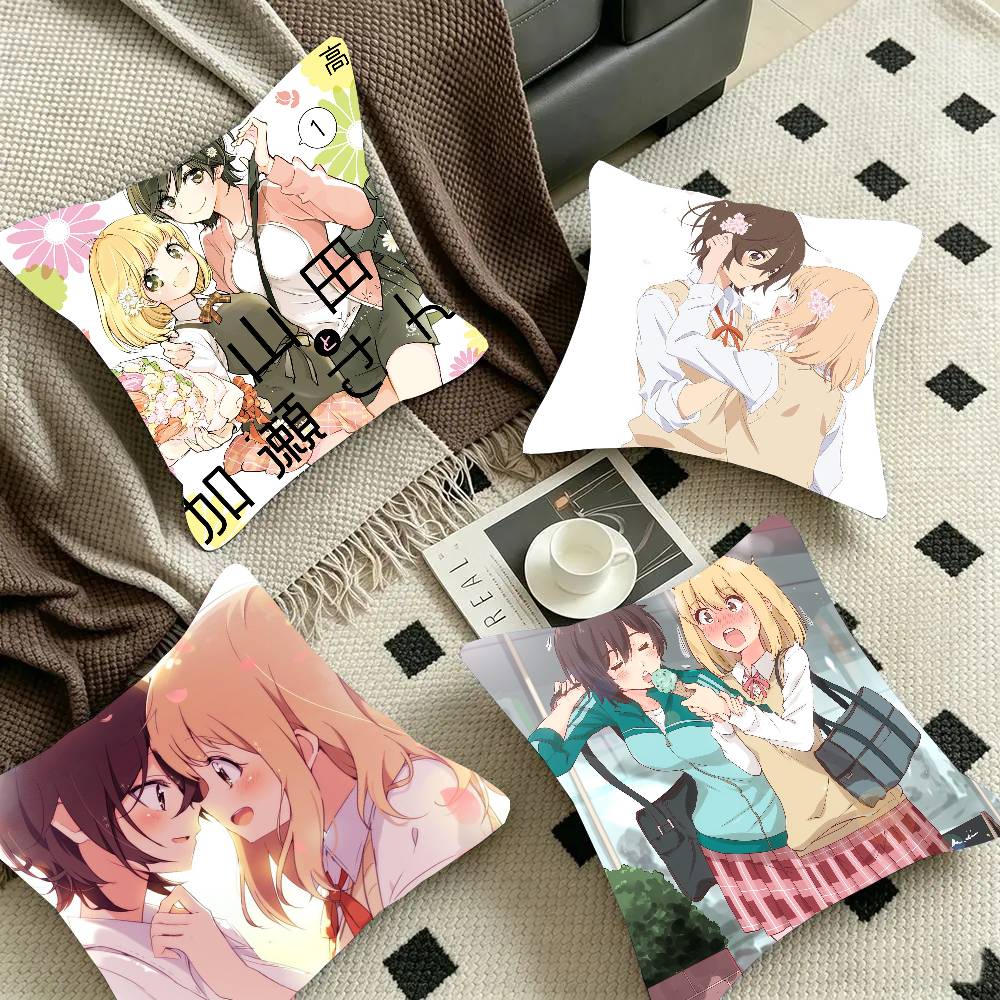 Kase-san And Morning G-Glories Anime Pillow Case Fashion Square Pillowcase Bedroom Sofa Room Ins Decoration Leisure
