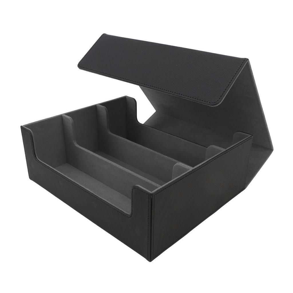 Card Deck Box 3 Rows Large Capacity Magnetic Closure PU Leather Card Deck Storage Case for Game