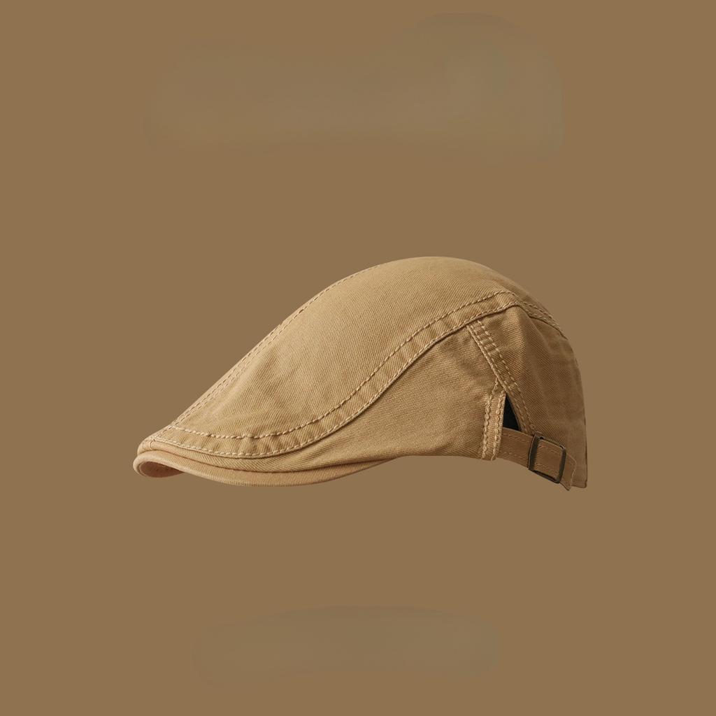 Four seasons pure cotton forward hat solid color retro British style newsboy hat women's simple and versatile literary beret men