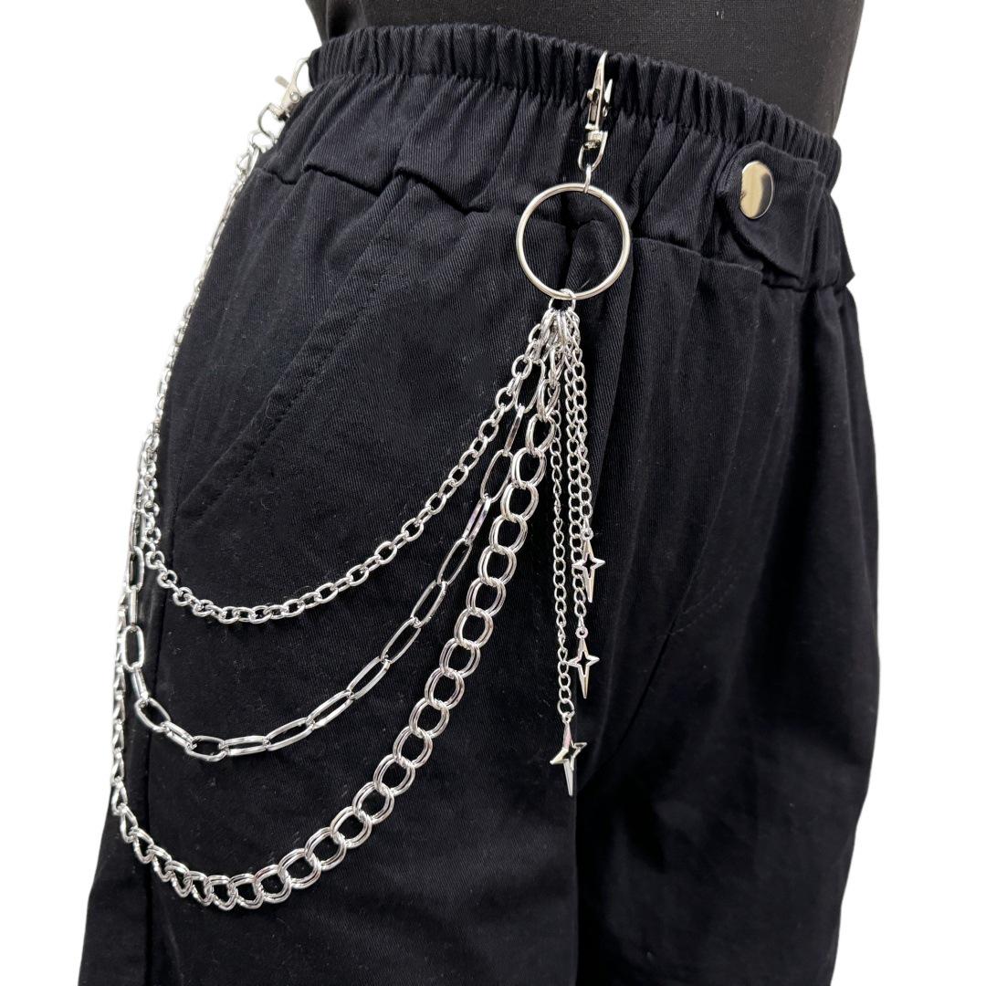 New European-American Punk Star Waist Chain: Women s Multi-Layer Hollow Metal Chain Jewelry