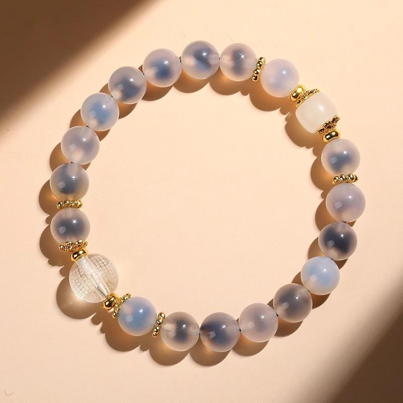 

Sugar heart agate bracelet, single-loop carved white crystal bracelet, auspicious gift, zodiac agate bracelet for men and women born in the Year of Sugar Heart Agate Bracele