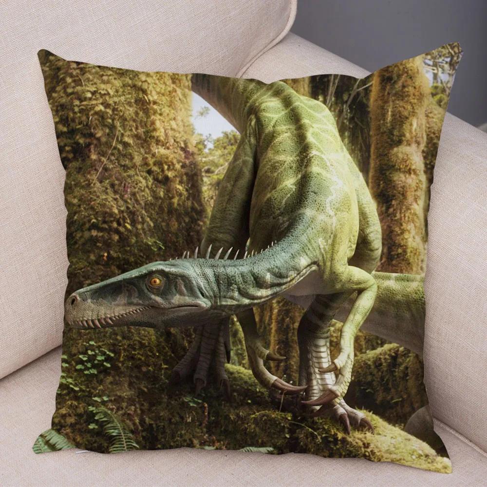 Car Sofa Home Pillowcase Jurassic Dinosaur Cushion Cover Decorative Wildlife Print