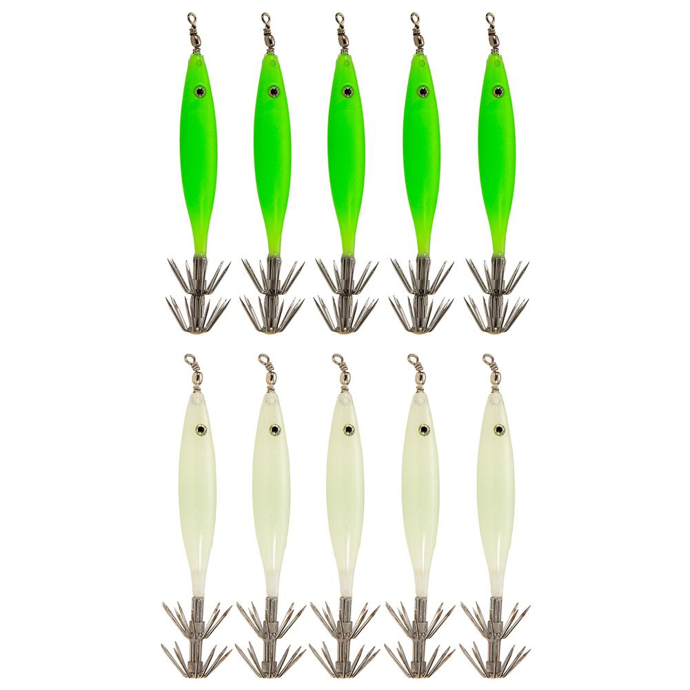 5Pcs Luminous Squid Lure Squid Fishing Lure Rustproof Cuttlefish Attracting Lure Portable Double Hook for Seawater Fresh Water