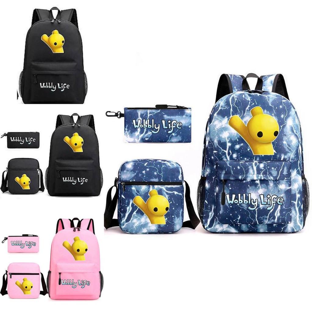 Wobbly Life Character Print School Backpack Trio With Air Cushion Straps For Boys And Girls