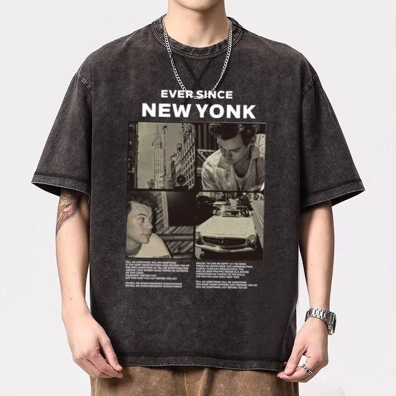 Men's printed short-sleeved t-shirt men's tide summer loose five-minute sleeve trend ins simple printed half-sleeved tops