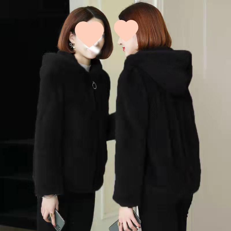 Fat M Coral Fleece Warm Coat Women's Autumn and Winter New Thickened Hooded Coat Coat Large Size Thin Trendy