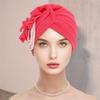 Damen Kopftuch Hut Imitationsperlen Blumendekor Turbanhut Einfarbig Dehnbar Passform Stirnband Schlafhut