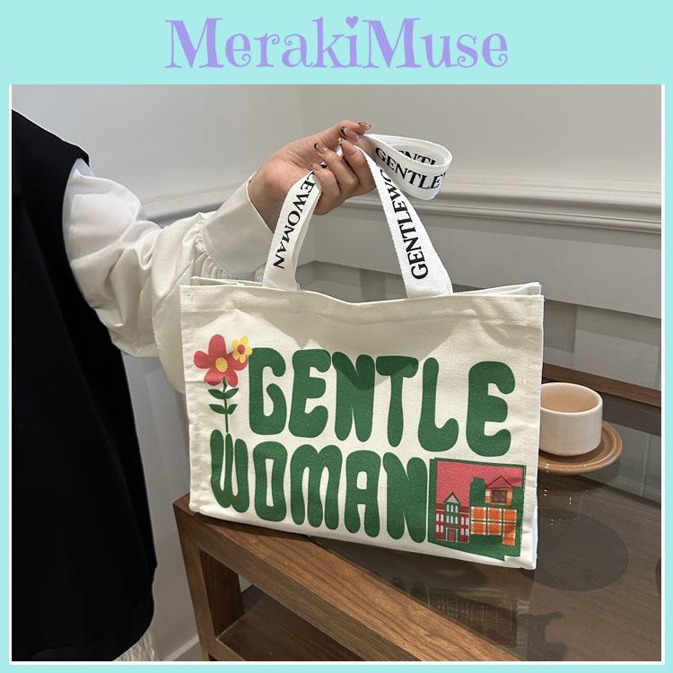 Casual Stylish Yet Canvas Tote Bag With Beautiful Letter Prints And Soft Medium Structure