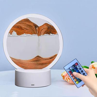 מנורת שולחן לציור חול תלת מימדית צבעונית ניתנת לעמעום עם שלט רחוק USB זורם חול מהיר ציור מנורת סביבה דקורטיבית קישוט שולחני עבור