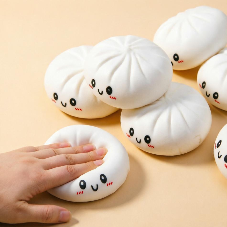 Discover Intime White Dumpling Cha Siu Bao Squishes Stress Balls Reusable Tall Rebound Decompression Playthings Home Decoration Friend Birth Date Present