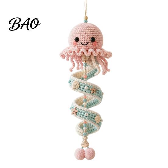 Handmade Keychains for Beginners Ocean Animal Spiral Crochet Kit, DIY Coastal Hanging Ornament Beginner Craft Style Decor Items Kit with Yarn