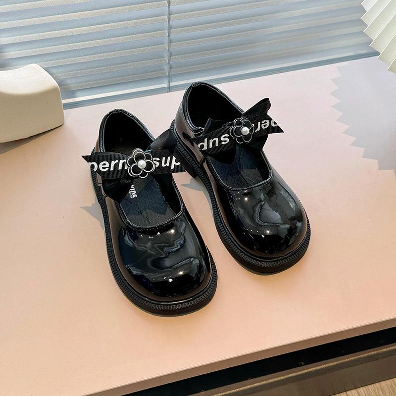 2024 Spring Children Shoes Designer Girl Ribbon Bow Soft Soled Leather Shoes Fashion Anti Soled Kids Casual Shoes Zapatos Niña